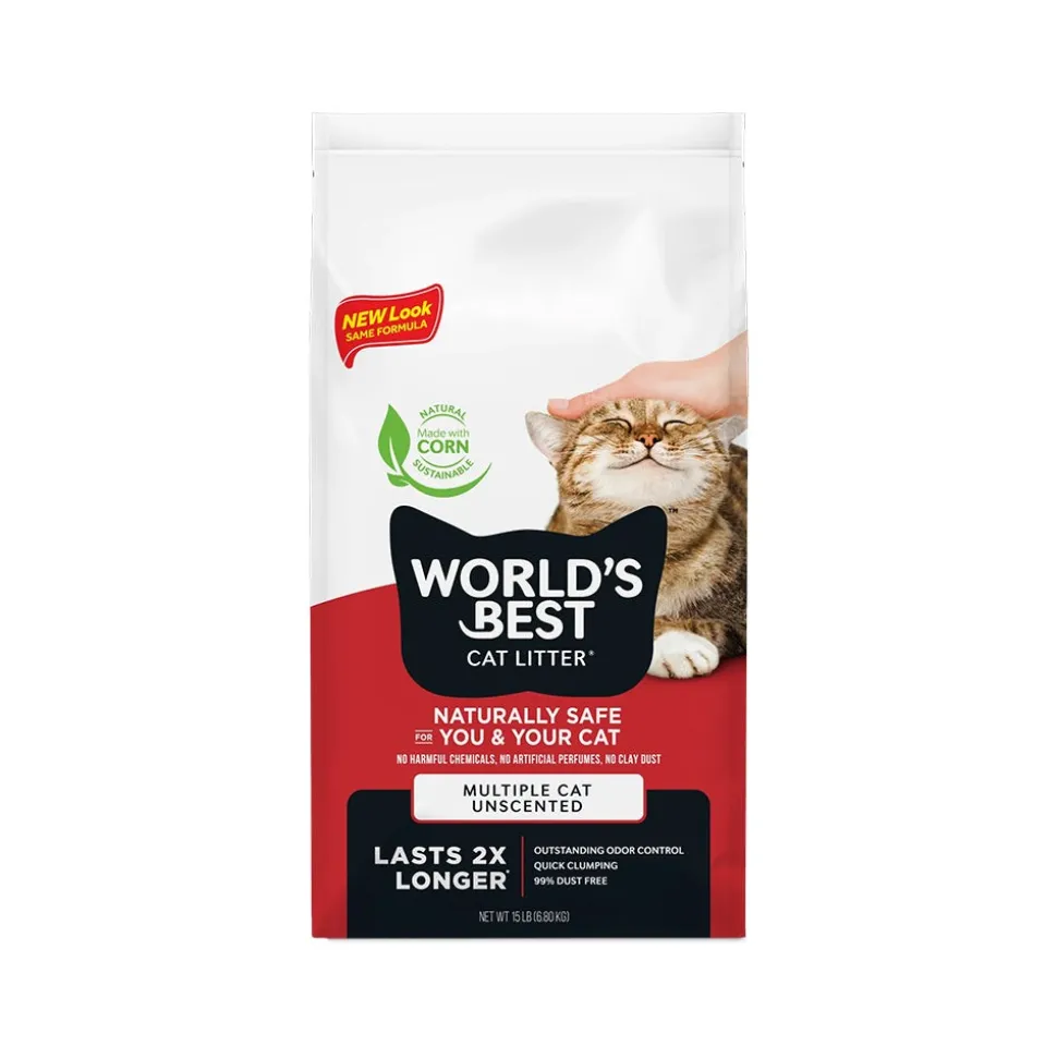 World's Best Cat Litter Multiple Cat Unscented Formula 15-lb