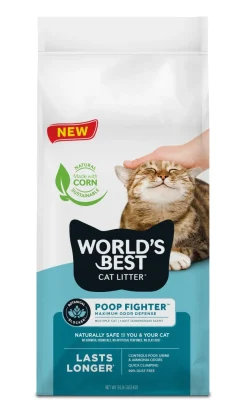 World's Best Cat Litter Poop Fighter Maximum Odor Defense Scented Clumping Cat Litter 8-lb