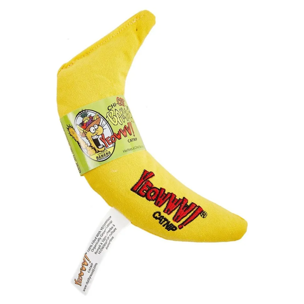 Yeowww! Chi-CAT-a Banana Catnip Cat Toy Yellow 7-in
