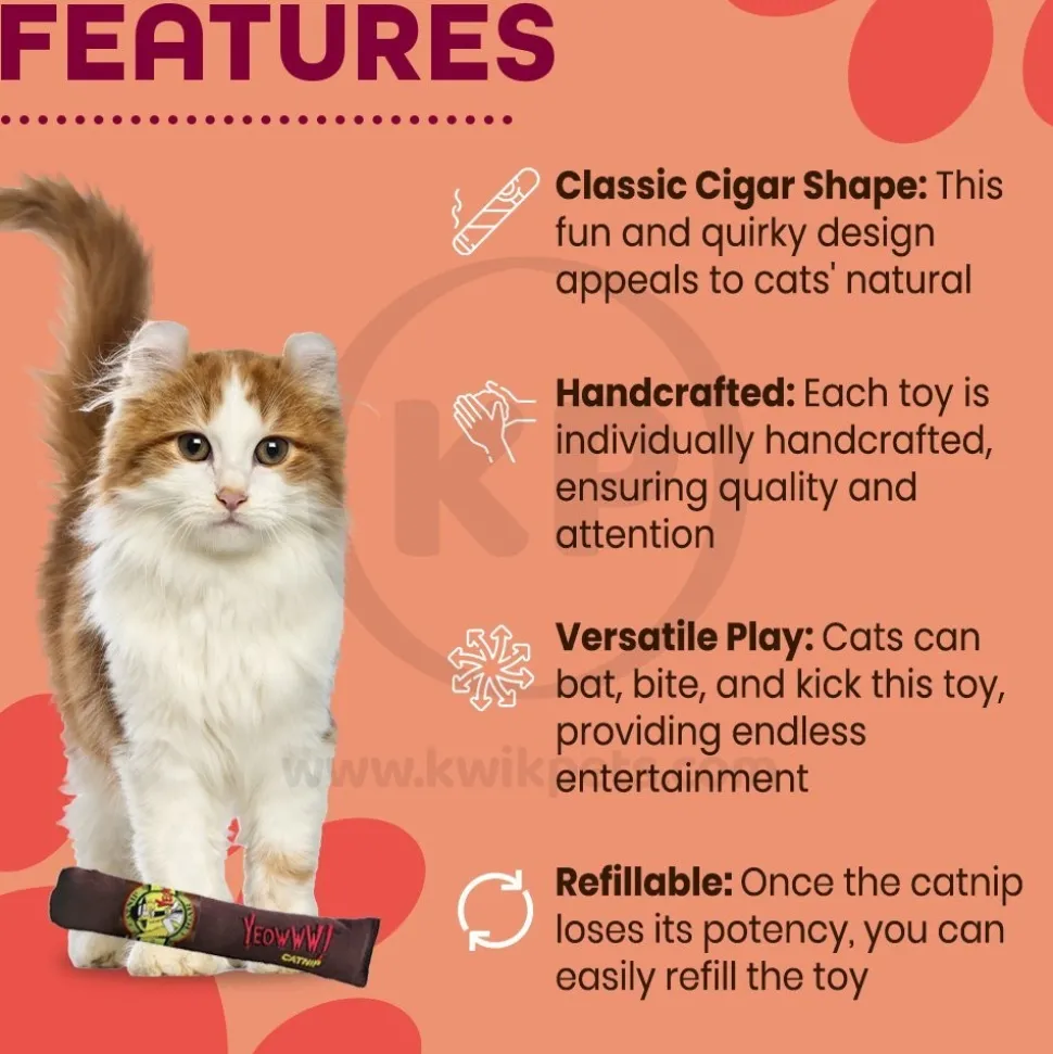 Yeowww! Cigars Catnip Cat Toy Brown 7-in