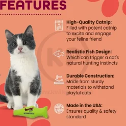 Yeowww! Fish Catnip Cat Toy Green 7-in
