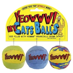 Yeowww! My Cats Balls Catnip Toy Multicolor 3 Count 2-in