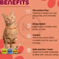 Yeowww! My Cats Balls Catnip Toy Multicolor 3 Count 2-in