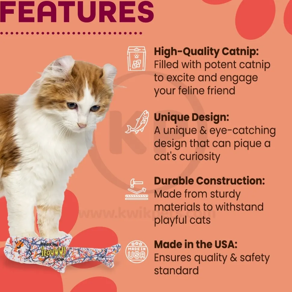 Yeowww! Pollock Fish Catnip Cat Toy Multicolor 11-in