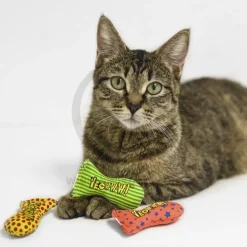 Yeowww! Stinkies Sardines Catnip Cat Toy Yellow & Green 3-in