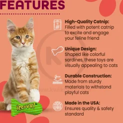 Yeowww! Stinkies Sardines Catnip Cat Toy Yellow & Green 3-in