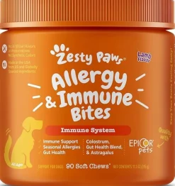 Zesty Paws Allergy & Immune Bites Soft Chews for Dogs Lamb 90 Count 11.1-oz