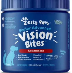 Zesty Paws Senior Advanced Vision Bites Soft Chews for Dogs Chicken 90 Count 11.1-oz