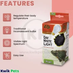 Zilla Day White Light Incandescent Bulb 75W