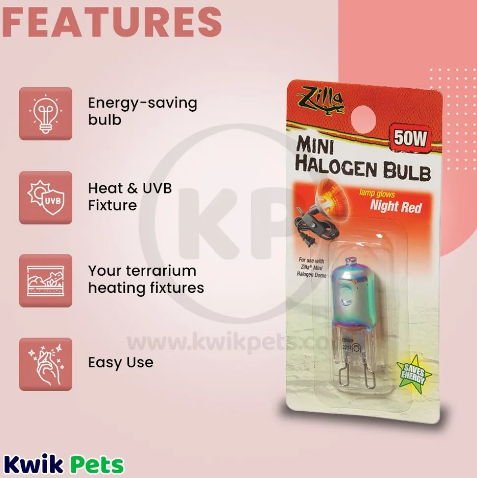 Zilla Night Red Light & Heat Mini Halogen Bulb 50W