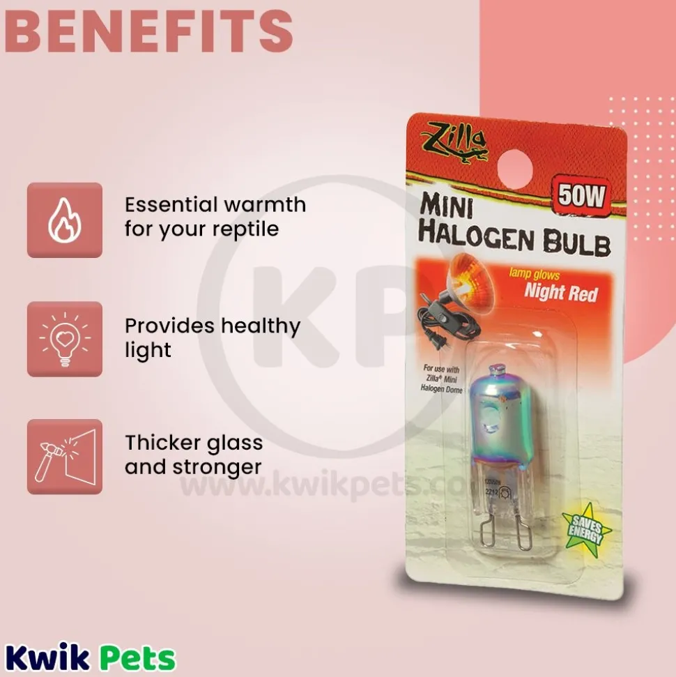 Zilla Night Red Light & Heat Mini Halogen Bulb 50W