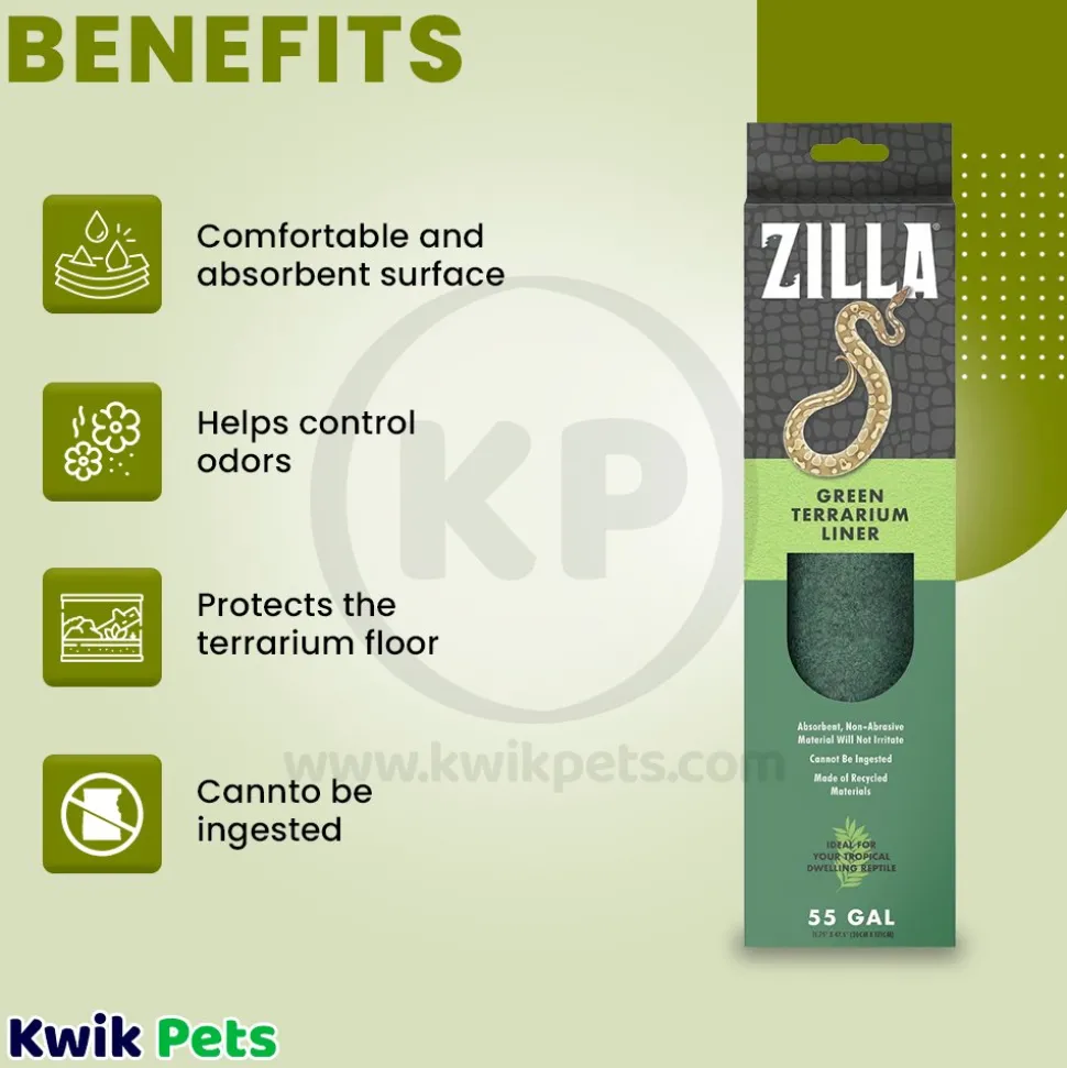 Zilla Reptile Terrarium Liners Green 33L/40L/55 gal