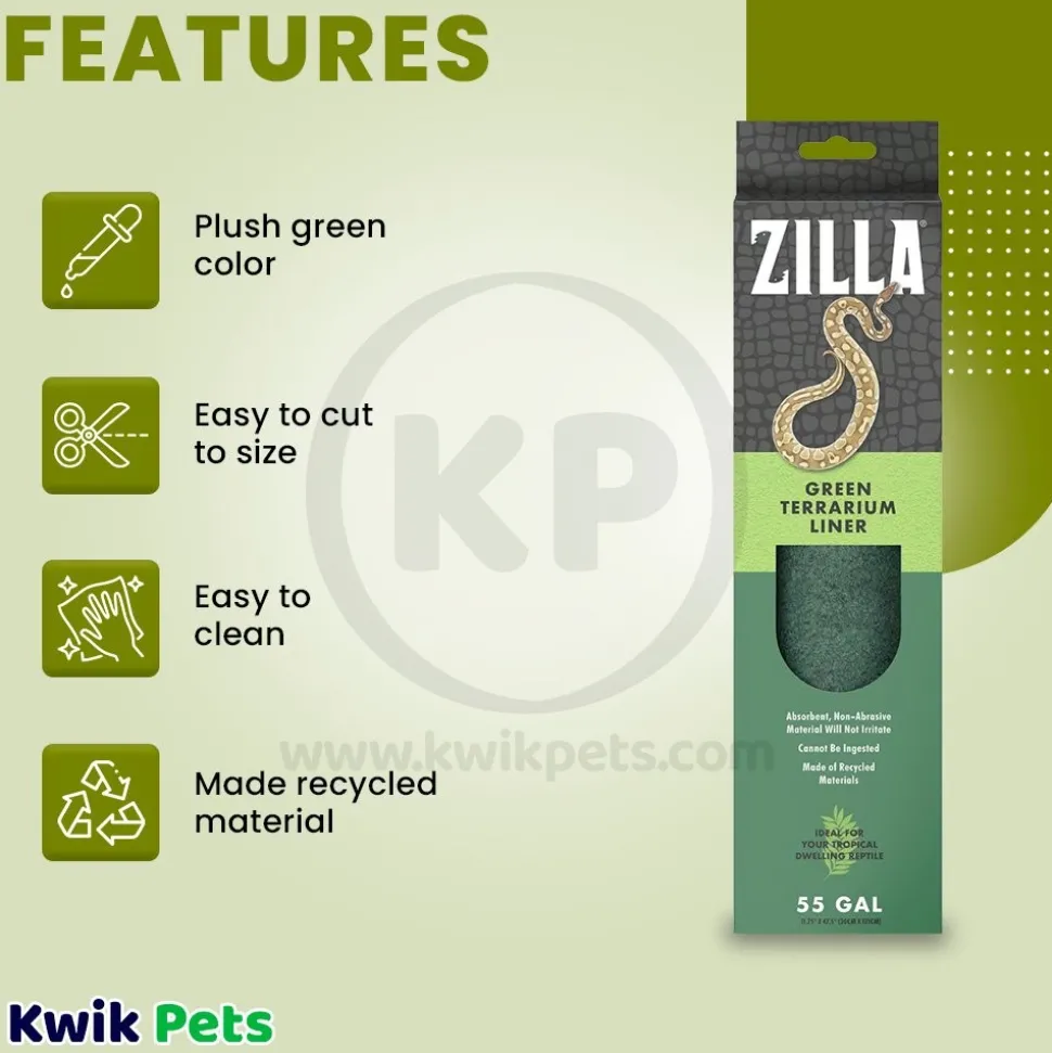 Zilla Reptile Terrarium Liners Green 33L/40L/55 gal