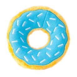 ZippyPaws Donutz Plush No-Stuffing Squeaky Dog Toy Blueberry Medium