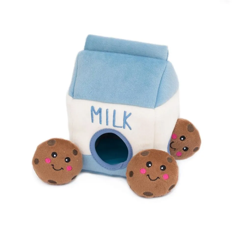 ZippyPaws Zippy Burrow Milk and Cookies Plush Dog Toy Medium