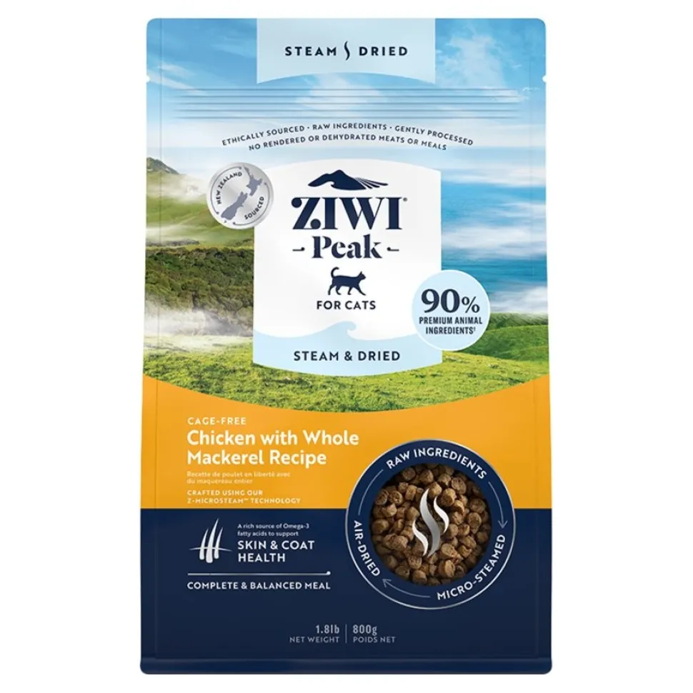 Ziwi Peak Steam & Dried Cat Food Cage-Free Chicken with Whole Mackerel Recipe 1.8-lb