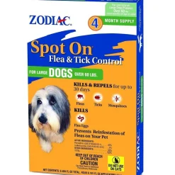 Zodiac Spot On Flea & Tick Control for Large Dogs Over 60 lbs 4 Count