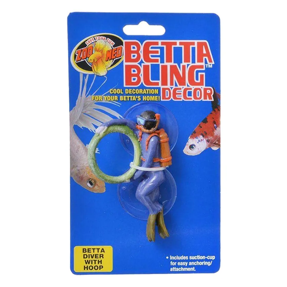 Zoo Med Betta Bling Diver Aquarium Ornament with Hoop Multicolor