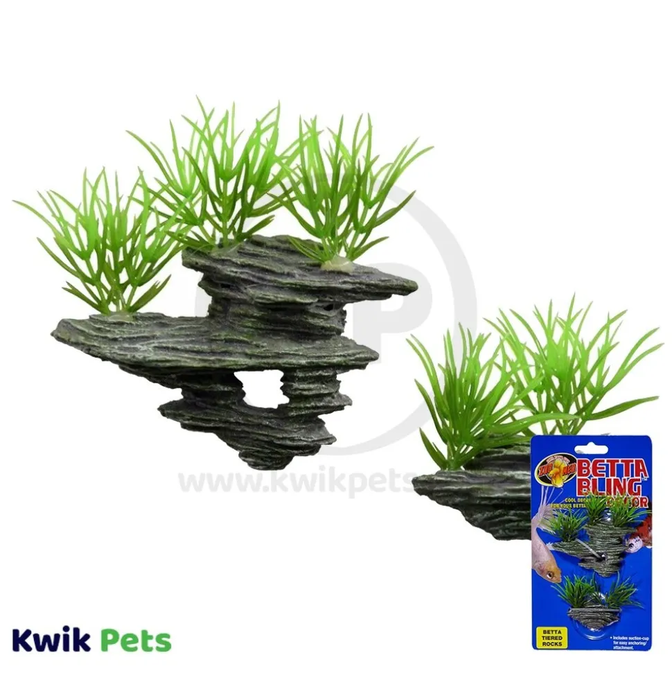 Zoo Med Betta Bling Tiered Rocks Green & Grey