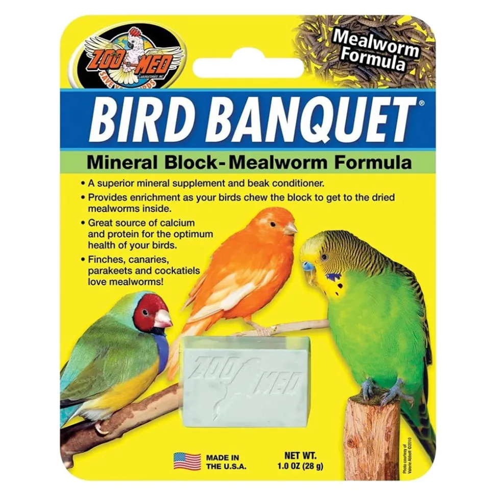 Zoo Med Bird Banquet Mealworm Formula Mineral Block Green Small 1-oz
