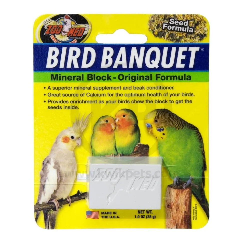 Zoo Med Bird Banquet Original Seed Formula Mineral Block White Small 1-oz