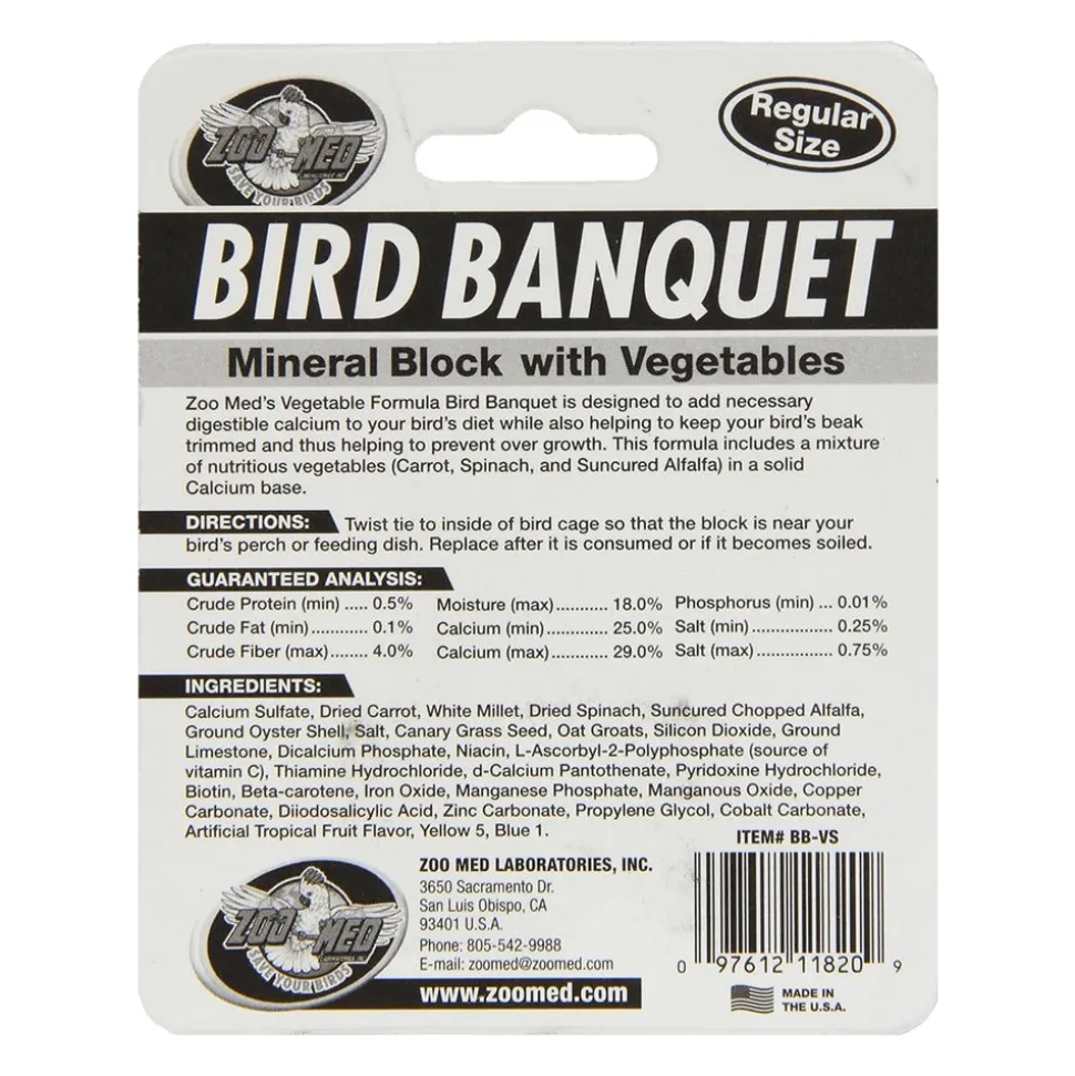 Zoo Med Bird Banquet Vegetable Formula Mineral Block Green Small 1-oz