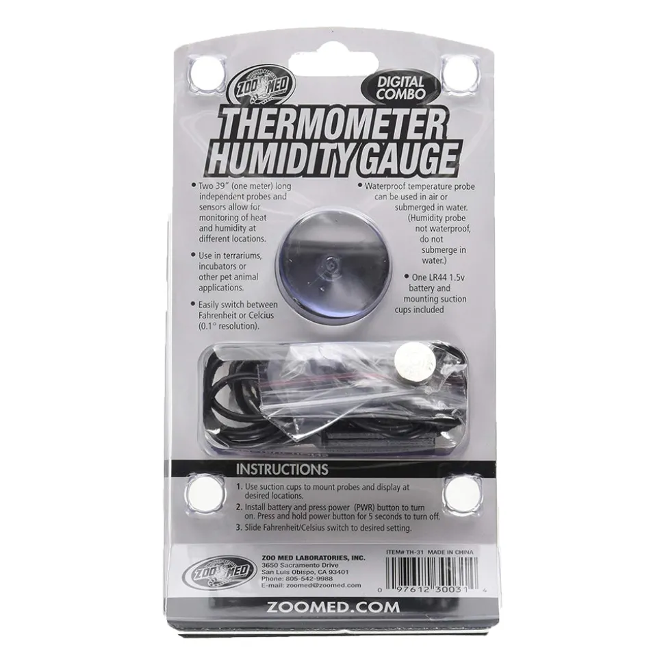 Zoo Med Black Digital Combo Thermometer Humidity Gauge