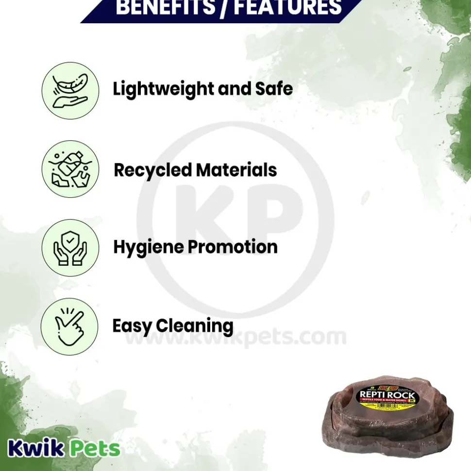 Zoo Med Combo Repti Rock Food & Water Dish Brown Medium