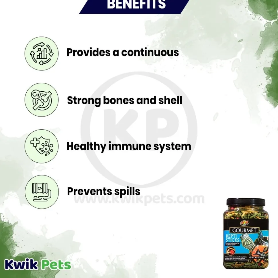 Zoo Med Gourmet Reptisticks Floating Aquatic Turtle Dry Food 4.5-oz