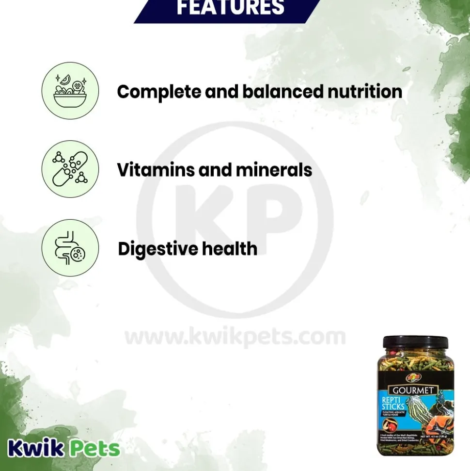 Zoo Med Gourmet Reptisticks Floating Aquatic Turtle Dry Food 4.5-oz