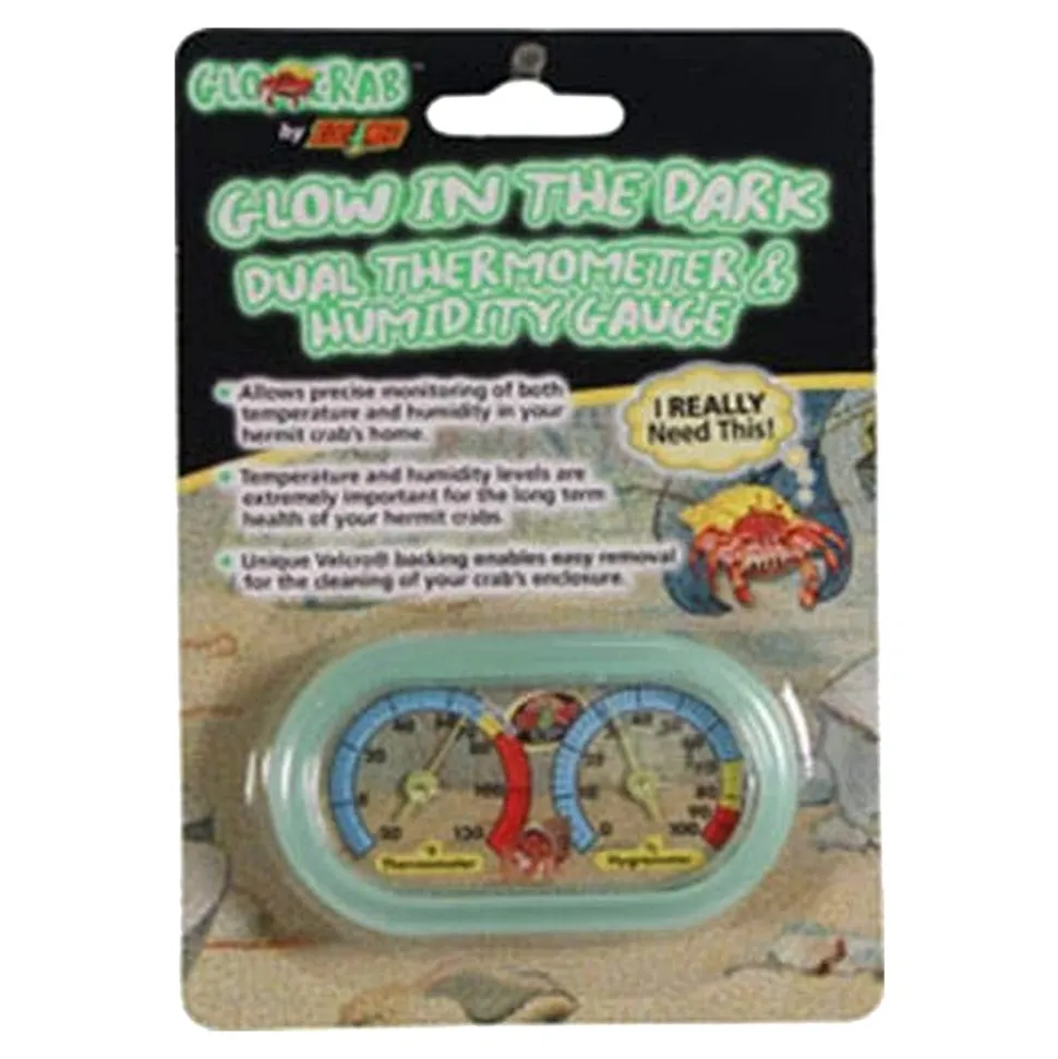 Zoo Med Hermit Crab Dual Thermometer Humidity Gauge Glow in The Dark