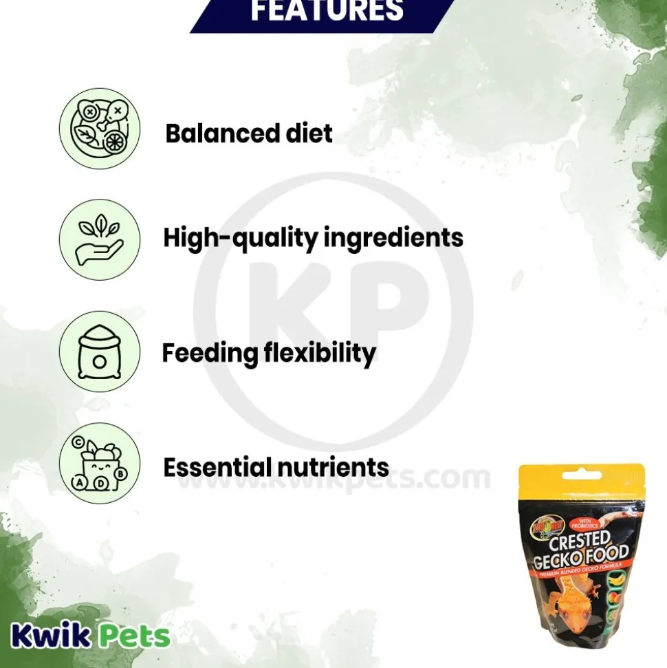Zoo Med Premium Blended Tropical Fruit Flavor Crested Gecko Dry Food 2-oz