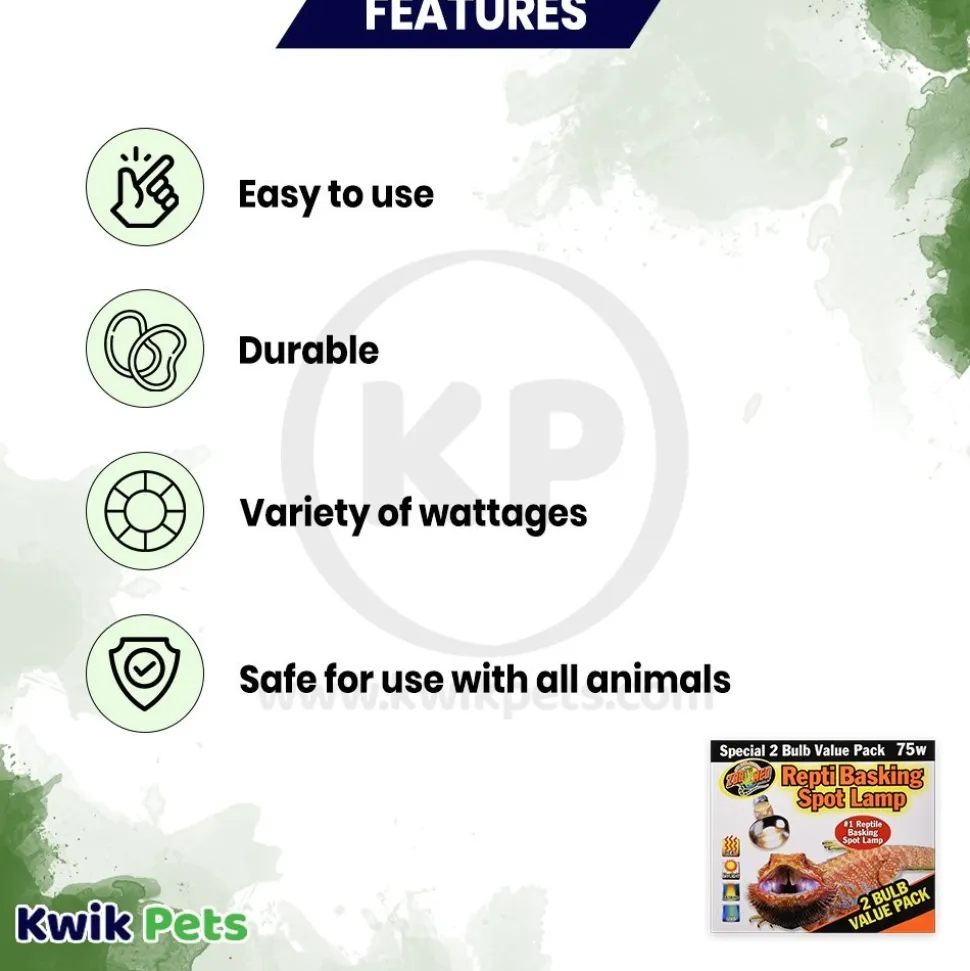 Zoo Med Repti Basking Spot Lamp 75W 2 Count