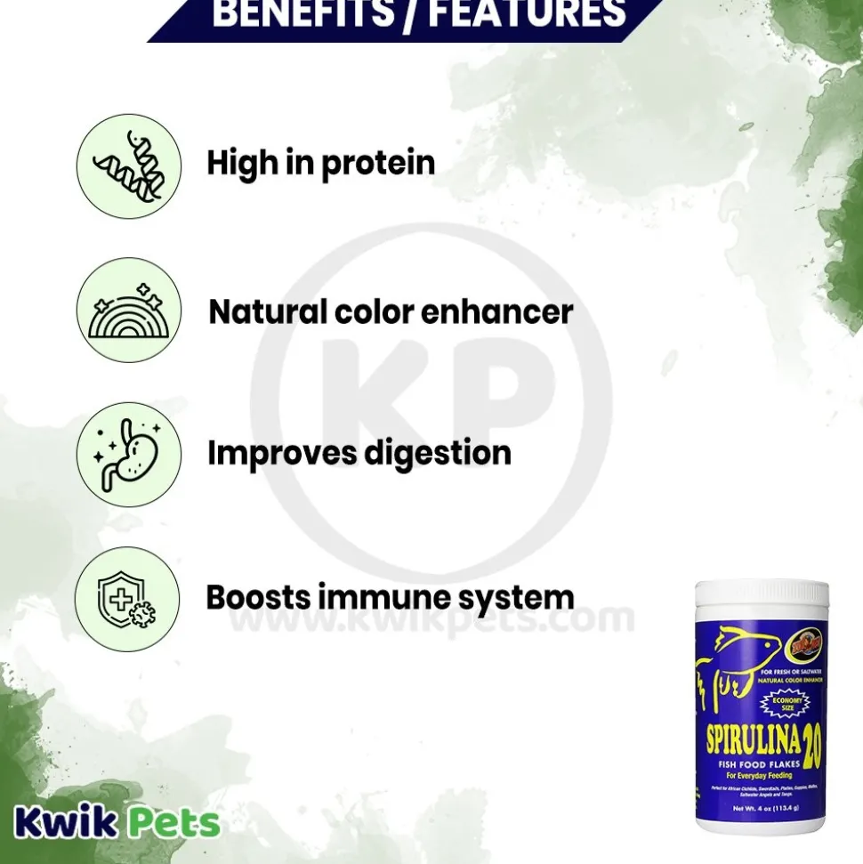 Zoo Med Spirulina 20 Flakes Fish Food 4-oz