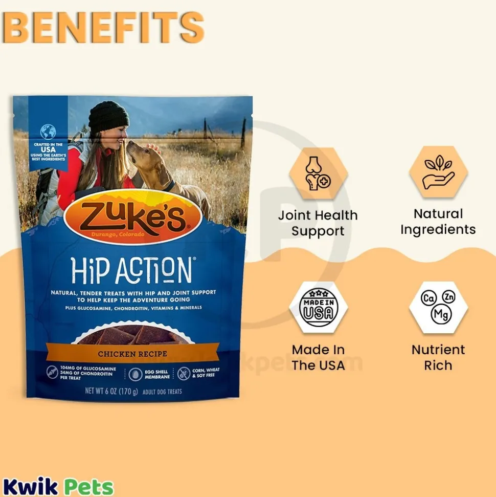 Zuke's Hip Action Soft & Chewy Dog Treats Chicken Recipe 6-oz