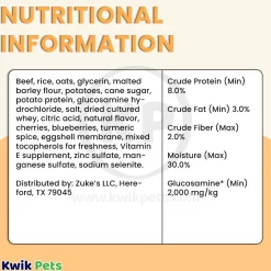 Zuke’s Hip & Joint Soft & Chewy Dog Treats Beef Recipe 1-lb
