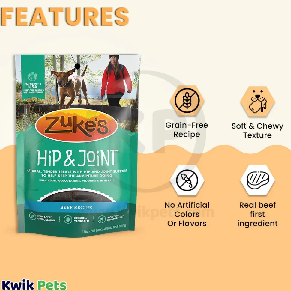 Zuke’s Hip & Joint Soft & Chewy Dog Treats Beef Recipe 1-lb