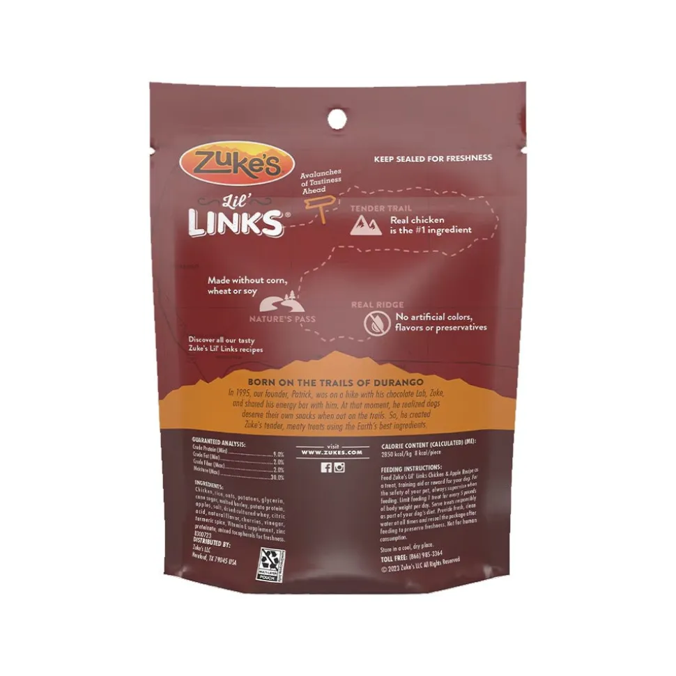Zuke's Lil Links Soft & Chewy Dog Treats Chicken & Apple Recipe 6-oz