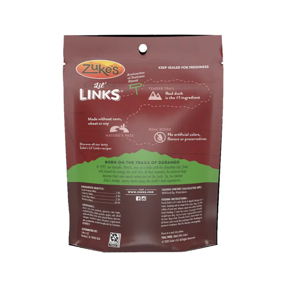Zuke's Lil Links Soft & Chewy Dog Treats Duck & Apple Recipe 6-oz