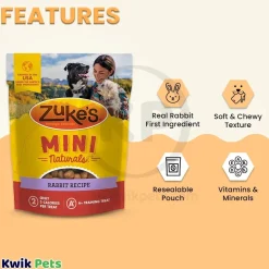 Zuke's Mini Naturals Training Dog Treats Rabbit Recipe 6-oz