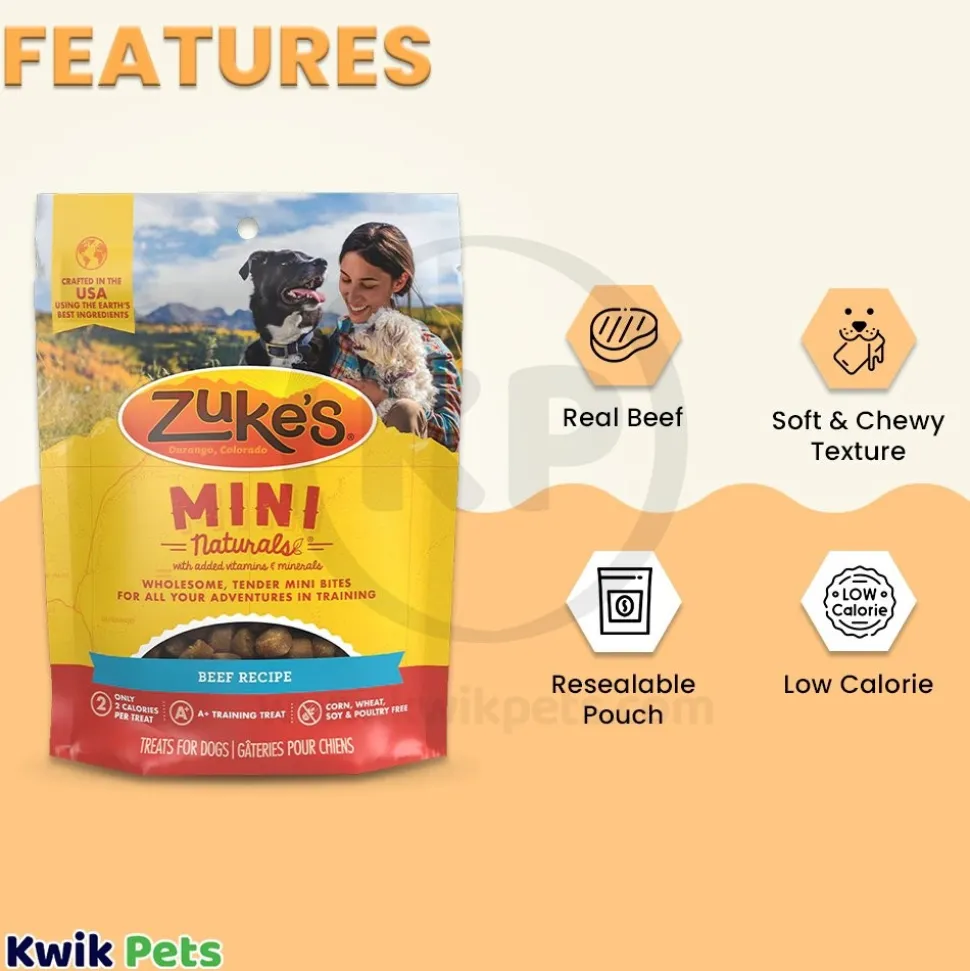 Zuke's Mini Naturals Training Dog Treats Beef Recipe 1-lb