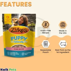 Zuke's Puppy Naturals Training Dog Treats Pork Recipe 5-oz
