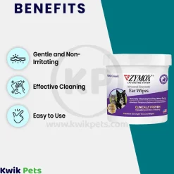Zymox Advanced Enzymatic Ear Wipes for Dogs & Cats 100 Count
