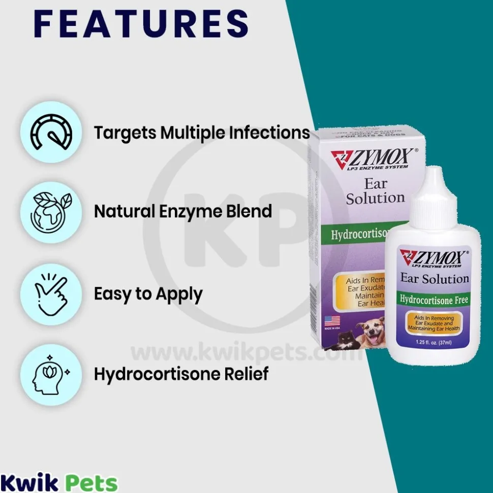 Zymox Ear Solution without Hydrocortisone 1.25-oz