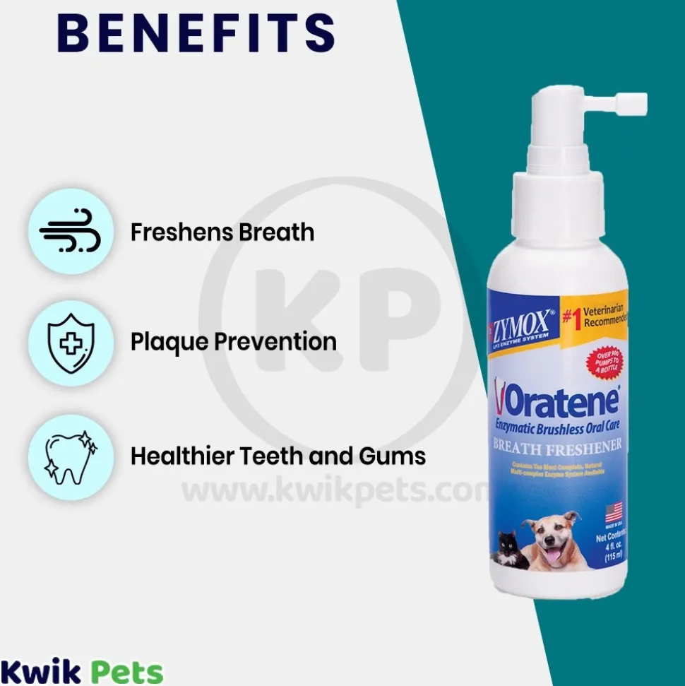 Zymox Enzymatic Brushless Oral Care Breath Freshener Spray for Dogs & Cats 4-oz