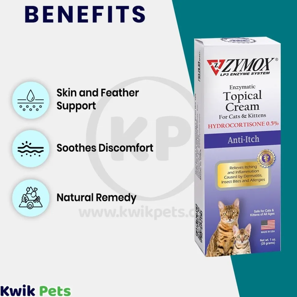 Zymox Enzymatic Topical Cream with 0.5% Hydrocortisone for Cats & Kittens 1-oz