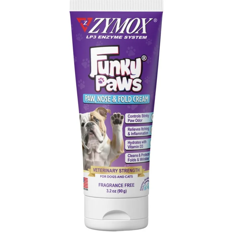 Zymox Funky Paws Paw, Nose & Fold Cream for Dogs & Cats 3.2 oz