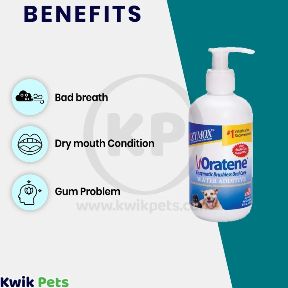 Zymox Oratene Brushless Enzymatic Oral Care Therapy Water Additive Bottle for Dogs & Cats 8-oz