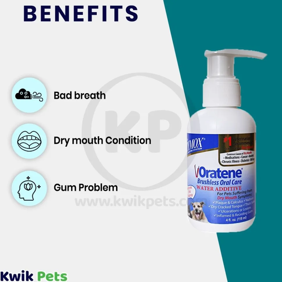 Zymox Oratene Brushless Enzymatic Oral Care Therapy Water Additive Bottle for Dogs & Cats 4-oz