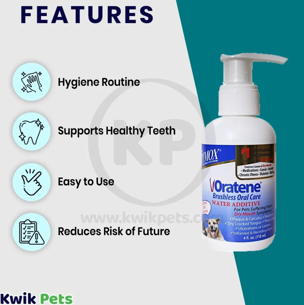 Zymox Oratene Brushless Enzymatic Oral Care Therapy Water Additive Bottle for Dogs & Cats 4-oz